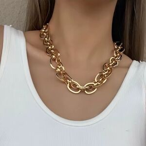 Polished Gold Statement Link Necklace